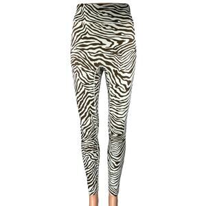 All Access White Black High Waist Zebra Print Skinny Yoga Gym Leggings Pants S
